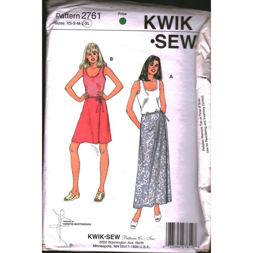 Kwik Sew 2761 Misses Wrap Skirt and Tank Top Sewing Pattern XS-XL K Martensson